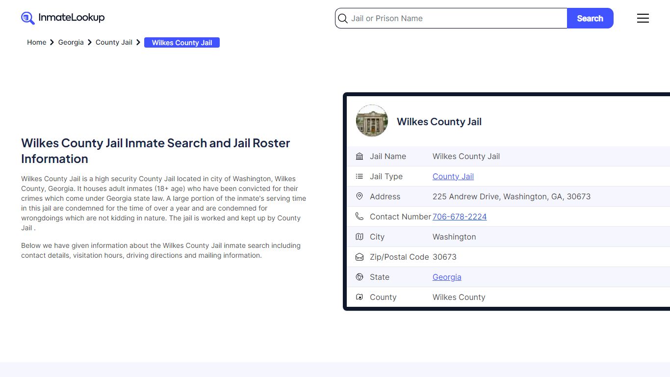 Wilkes County Jail Inmate Search - Washington Georgia - Inmate Lookup